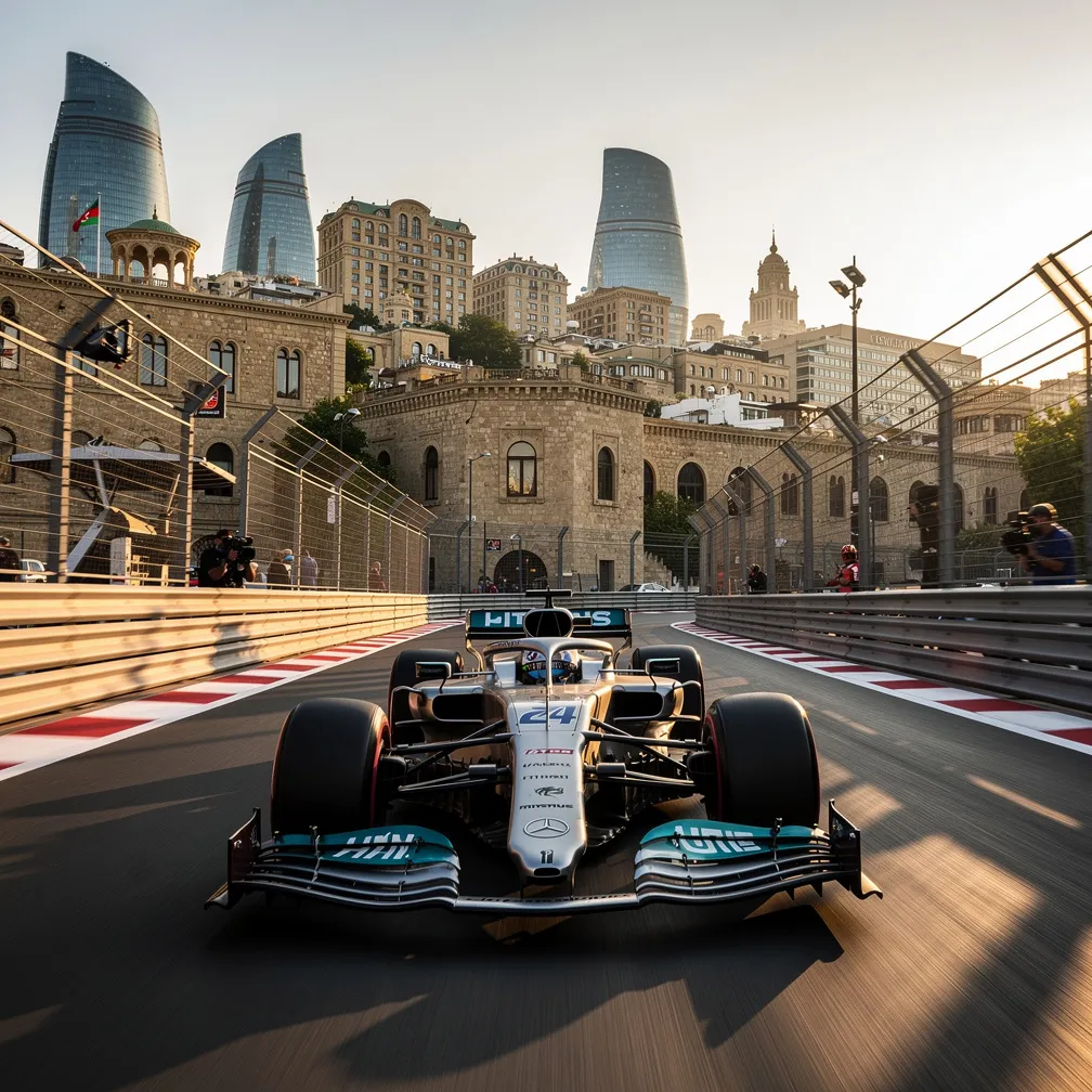George Russell Sets the Pace in Baku as Kimi Antonelli Suffers Trackside Drama